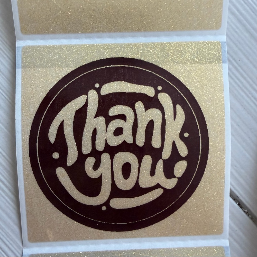 Gold and Black Transparent Glitter Thank You Stickers ~50pcs only~